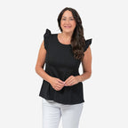 Maison Frill Sleeve Vest (Size XL, 20-22) - Black