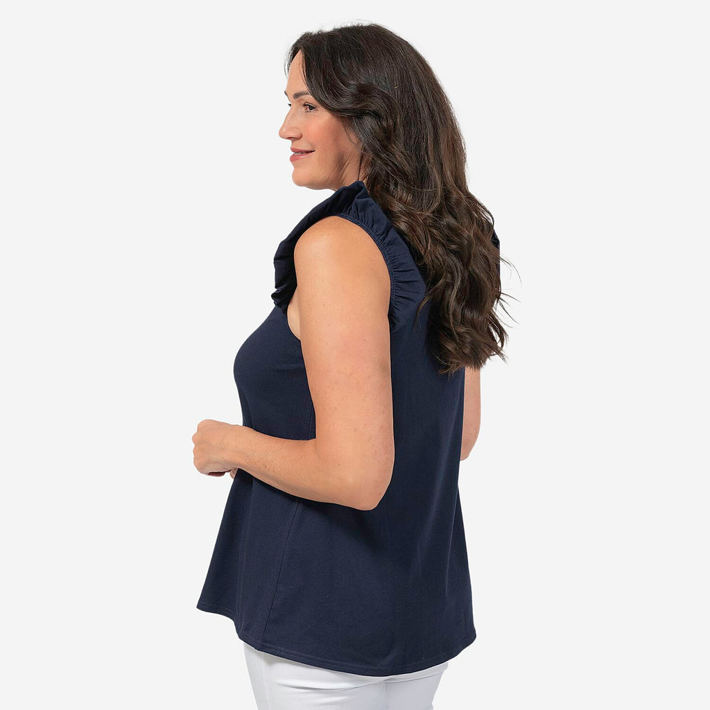 Maison Frill Sleeve Vest (Size XL,20-22) - Navy