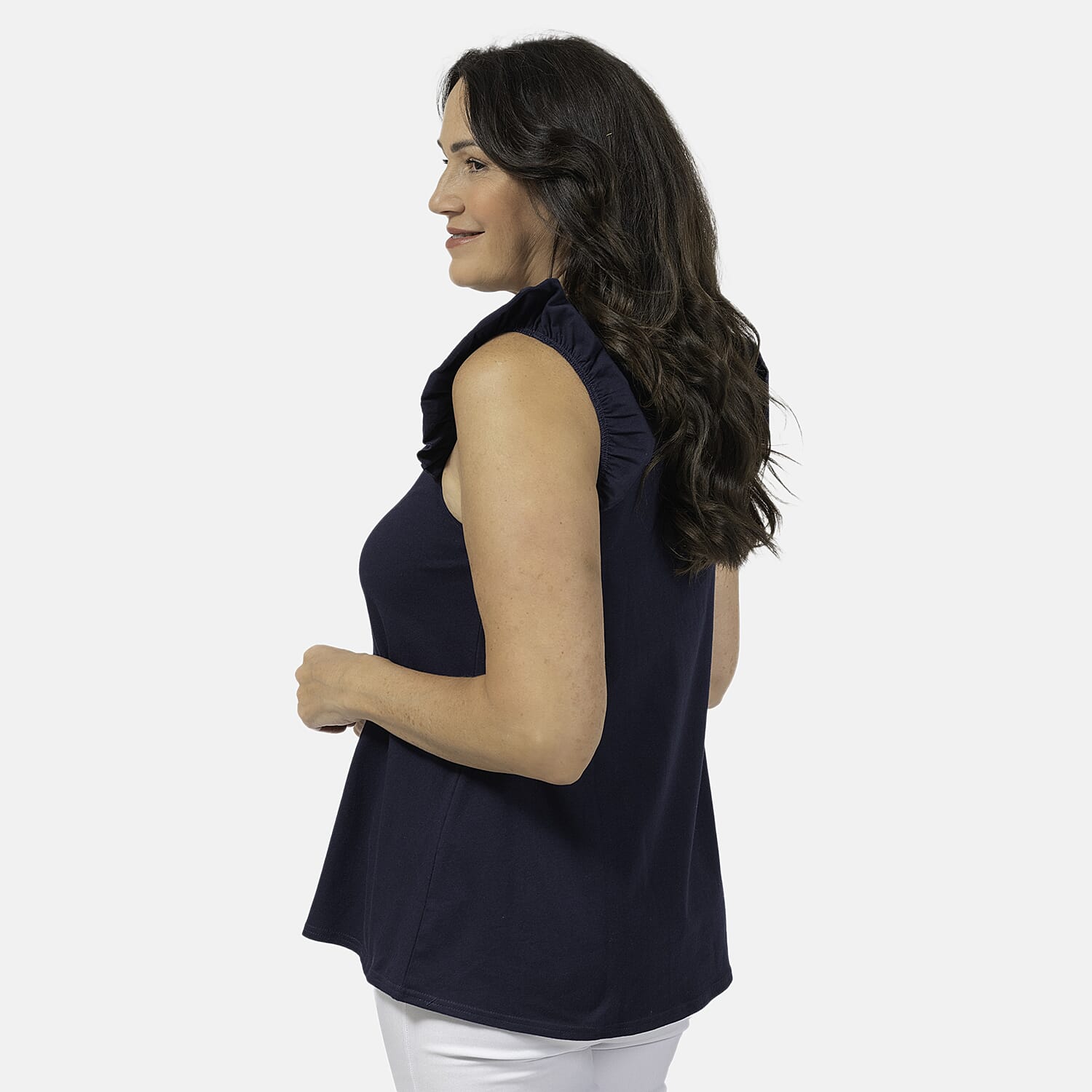 Maison Frill Sleeve Vest (Size XL,20-22) - Navy