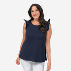 Maison Frill Sleeve Vest (Size XL,20-22) - Navy