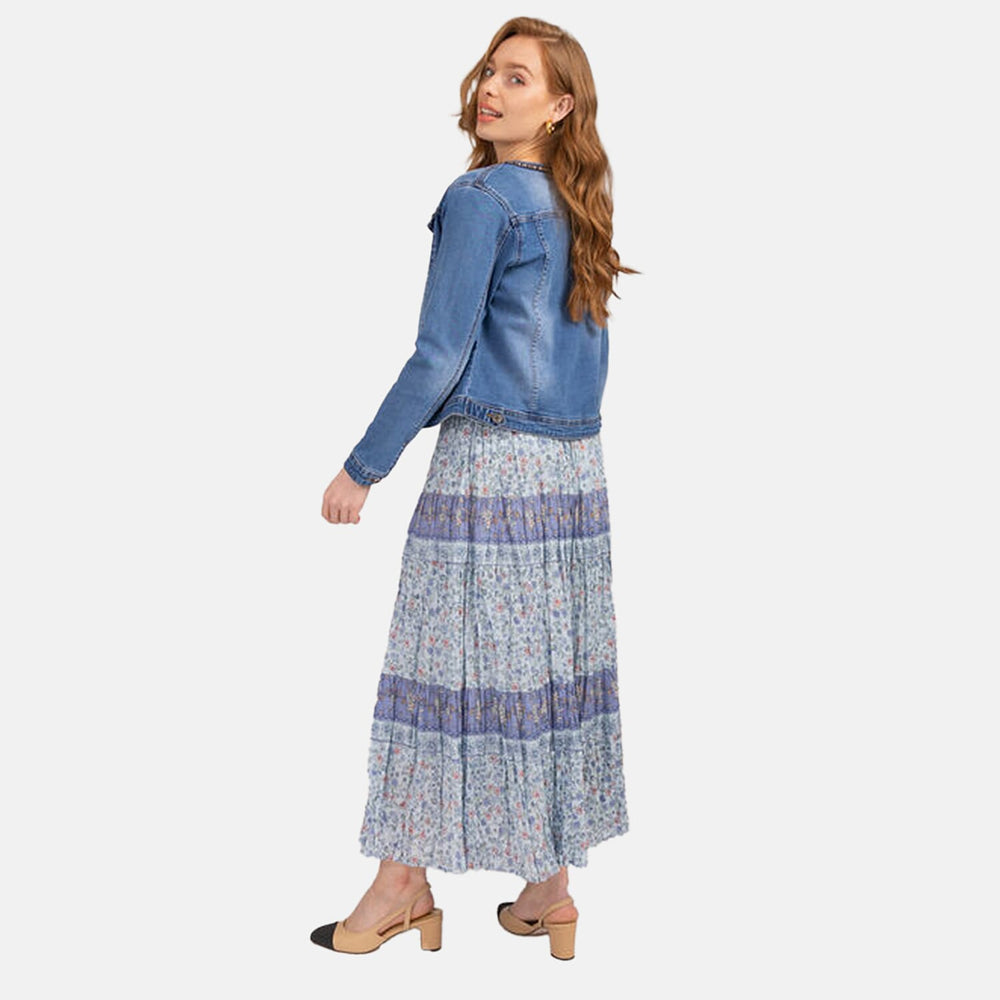 Maison Printed Skirt 100% Cotton (Size L,16-18) - Blue