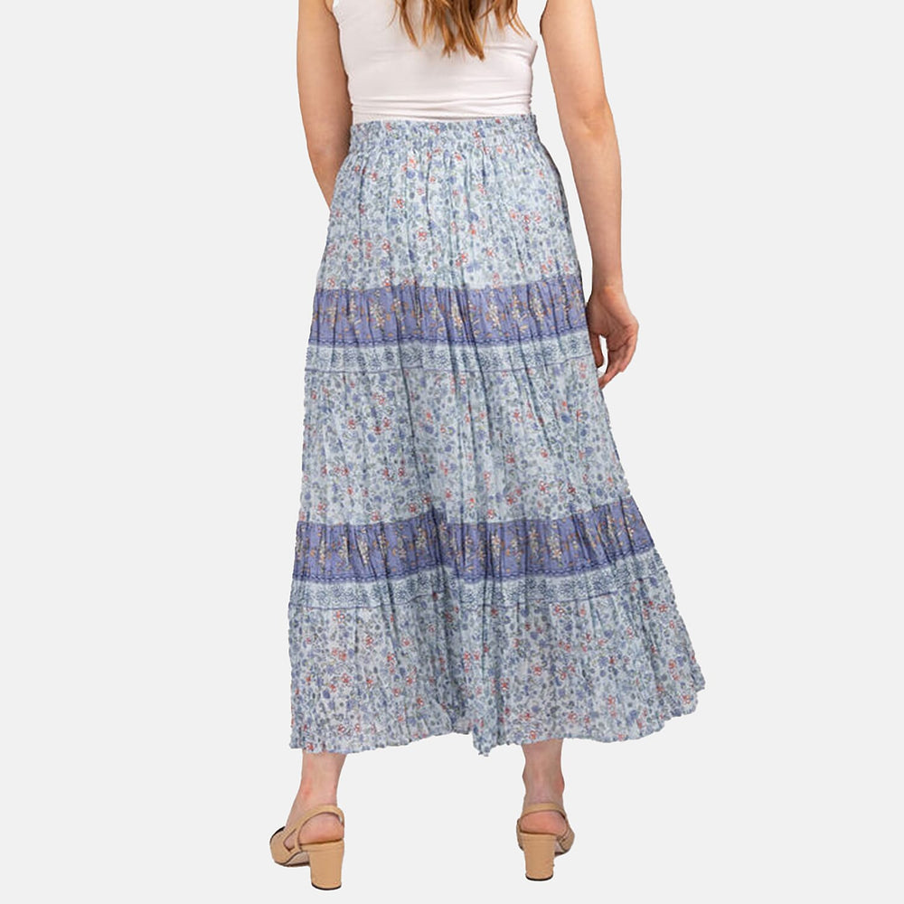 Maison Printed Skirt 100% Cotton (Size L,16-18) - Blue