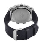 Majesty Multifunction Movt. 3 ATM Water Resistant Watch with Black Leather Strap in Silver Tone
