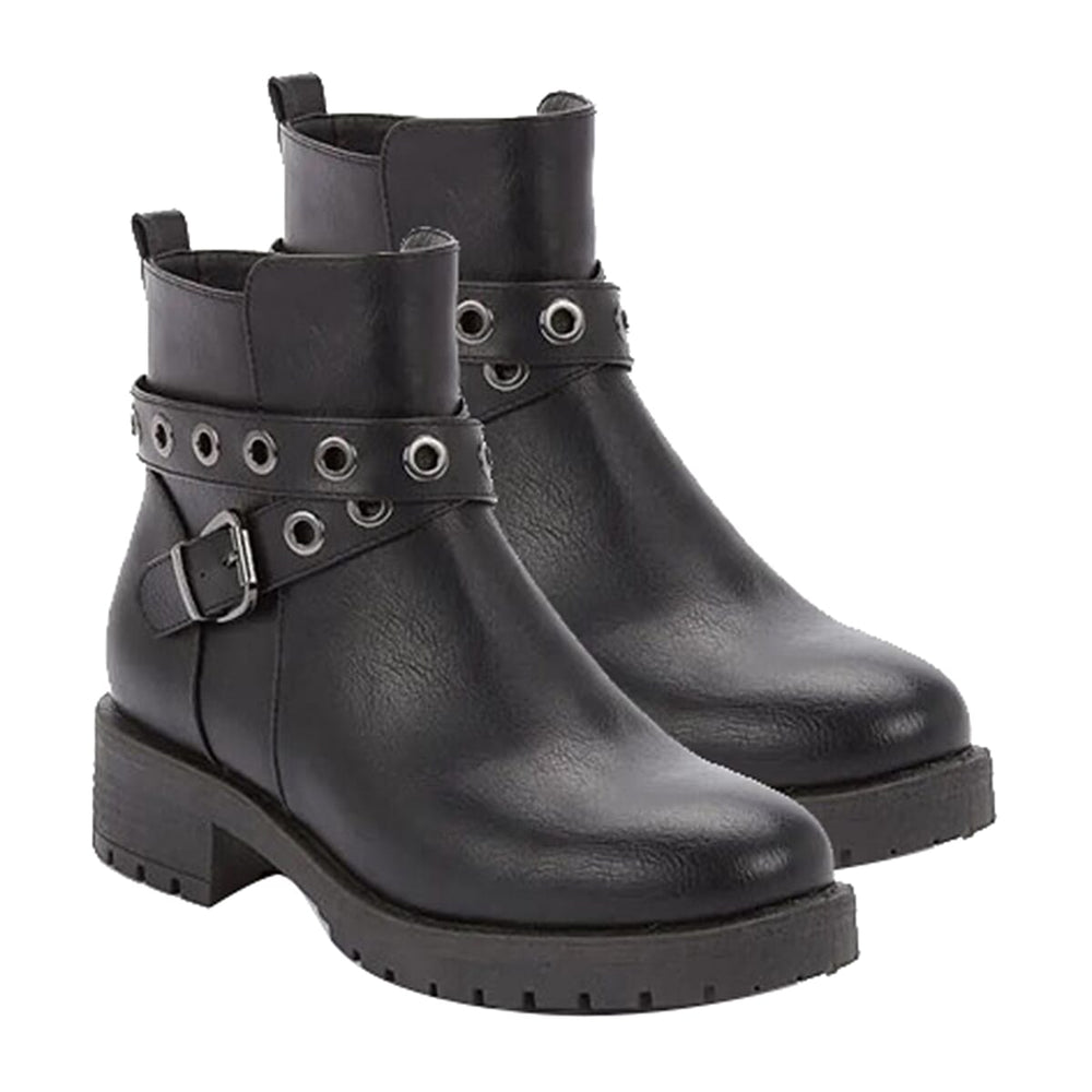 Manchester Closeout Chunky Belt Boots (Size 3) - Black