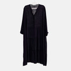 100% Viscose Tiered Dress (One Size 8 to 20) - Black