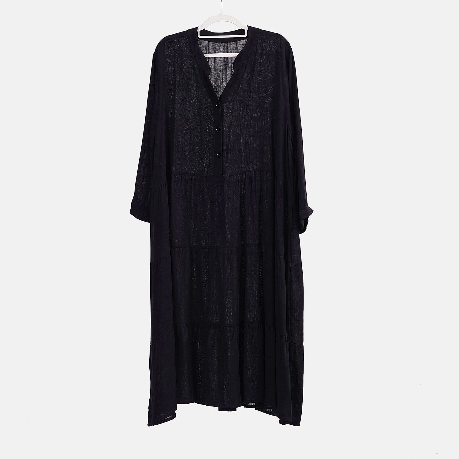 100% Viscose Tiered Dress (One Size 8 to 20) - Black