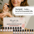 Marigold & Lotus - Set of 18 Premium Aroma Essential Oils, Aromatic Blends - 10 Ml Each