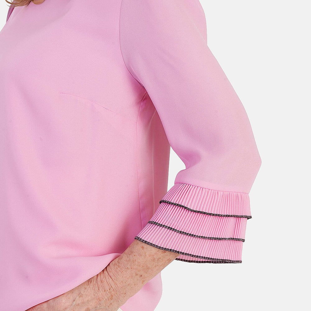 Marina Kaneva Elegant Flared Sleeve Hem Blouse (Size - 8) - Pink