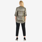 Marina Kaneva Metallic Stripe Top (Size 18) - Gold