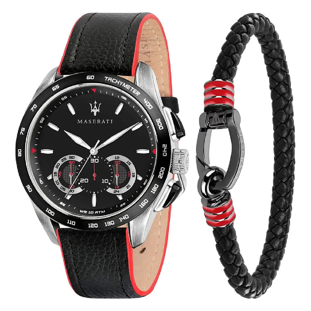 Maserati Quartz Movement Mens Watch in Leather with Complimentary Gammon Fragrance