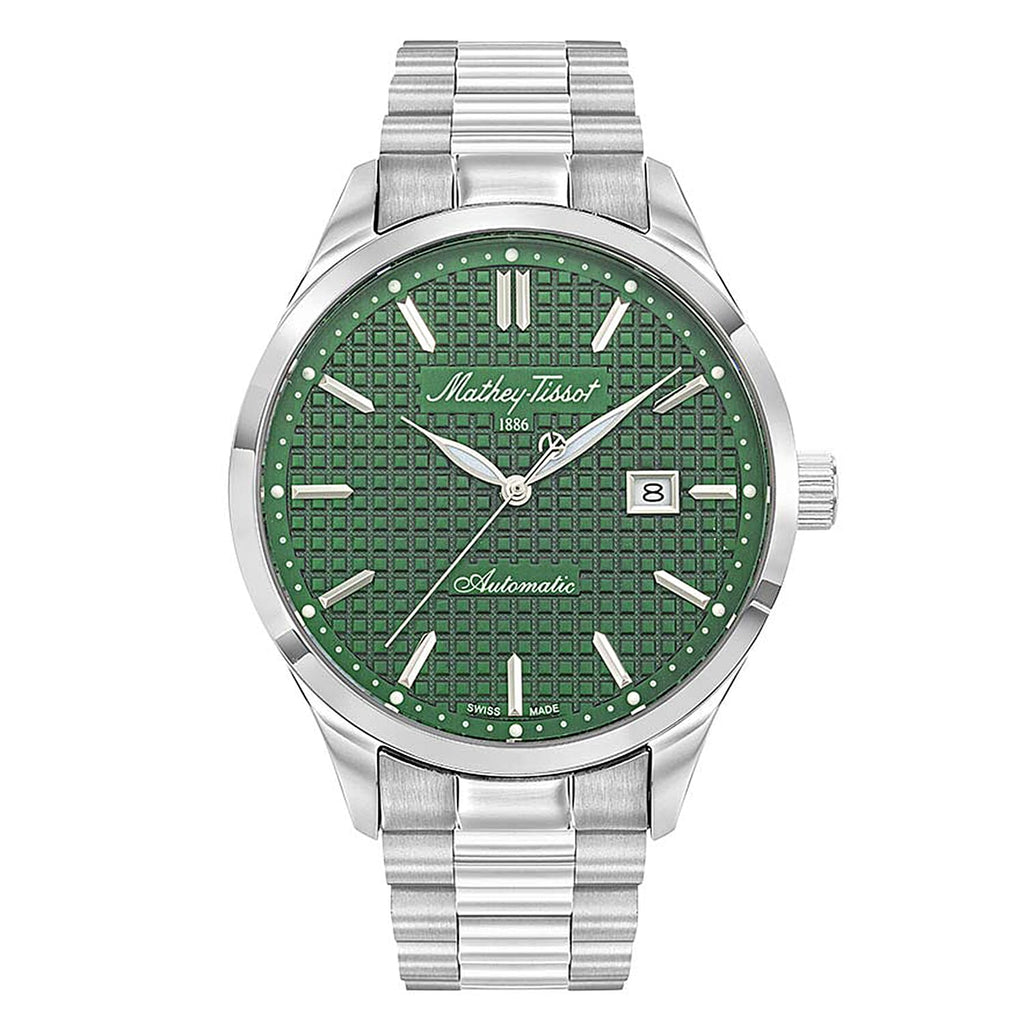 MATHY TISSOT Urban Auto Automatic 5ATM WR Green Dial - Silver Case Mens Watch with Silver Stainless Steel Strap