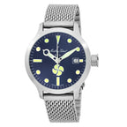 MATHEY TISSOT Elica Automatic Swiss Made Selita SW200 Movt. 40ATM WR Blue Dial - Silver Case Mens Watch with Silver Stainless Steel Mesh Strap