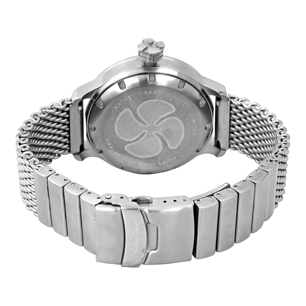 MATHEY TISSOT Elica Automatic Swiss Made Selita SW200 Movt. 40ATM WR Blue Dial - Silver Case Mens Watch with Silver Stainless Steel Mesh Strap