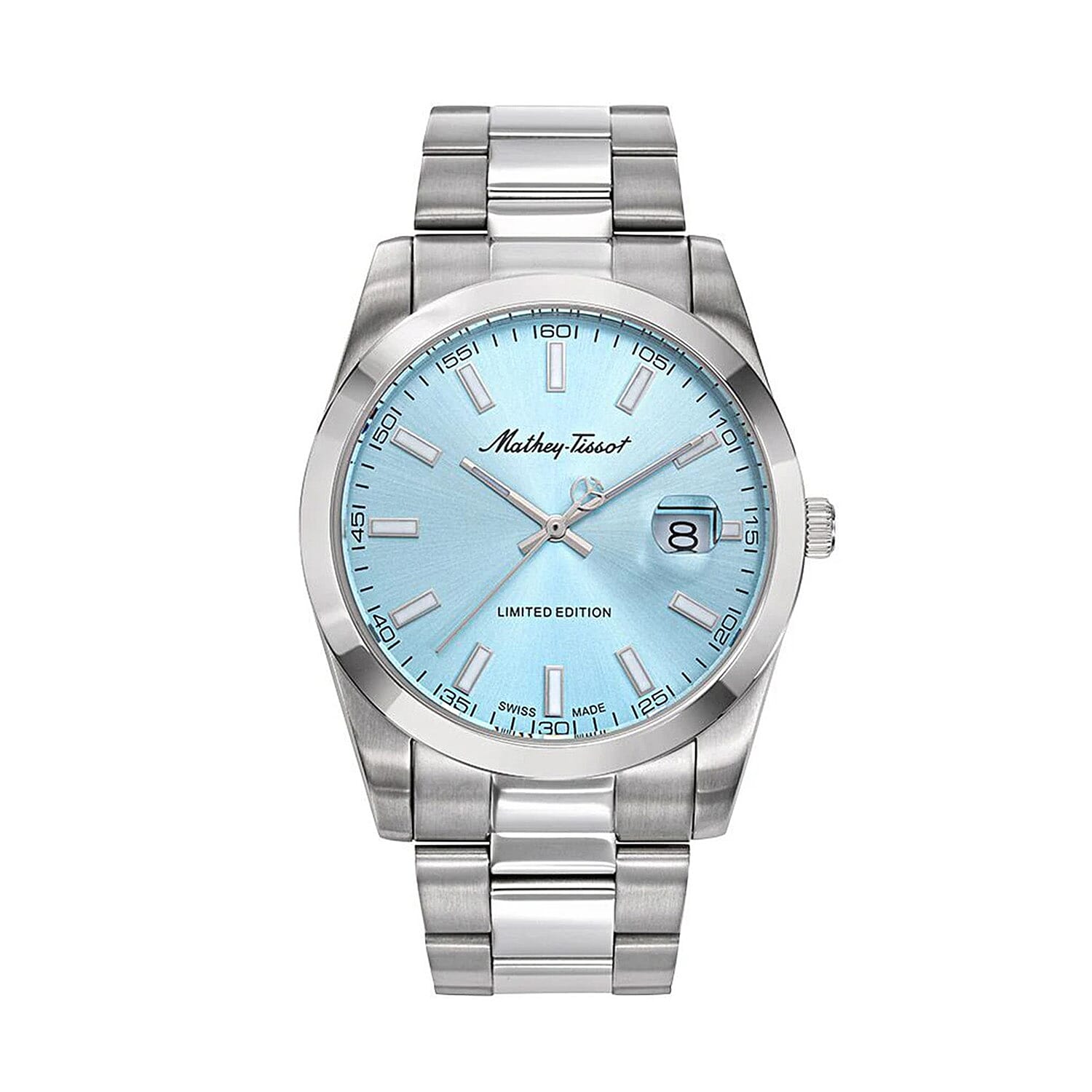 Mathey Tissot Limited Edition Sunray Quartz Movt. 5ATM WR Blue Dial Mens Watch with Silver Colour Stainless Steel Strap