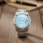 Mathey Tissot Limited Edition Sunray Quartz Movt. 5ATM WR Blue Dial Mens Watch with Silver Colour Stainless Steel Strap