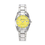 Mathey Tissot Limited Edition Sunray Quartz Movt. 5ATM WR Yellow Dial Ladies Watch with Silver Colour Stainless Steel Strap