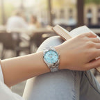 Mathey Tissot Limited Edition Sunray Quartz Movt. Blue Dial 5ATM WR Ladies Watch with SIlver Colour Stainless Steel Strap