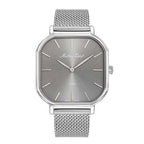 Mathey Tissot Monsoon Square Swiss Movt. 3ATM WR Grey Dial Mens Watch with Silver Colour Stainless Steel Mesh Strap