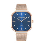 Mathey Tissot Monsoon Square Swiss Movt. 3ATM WR Blue Dial Mens Watch with Rose Colour Stainless Steel Mesh Strap