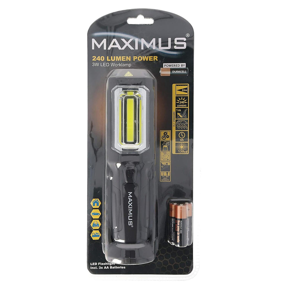 Maximus LED Working Lamp with Duracel Batteries - Black
