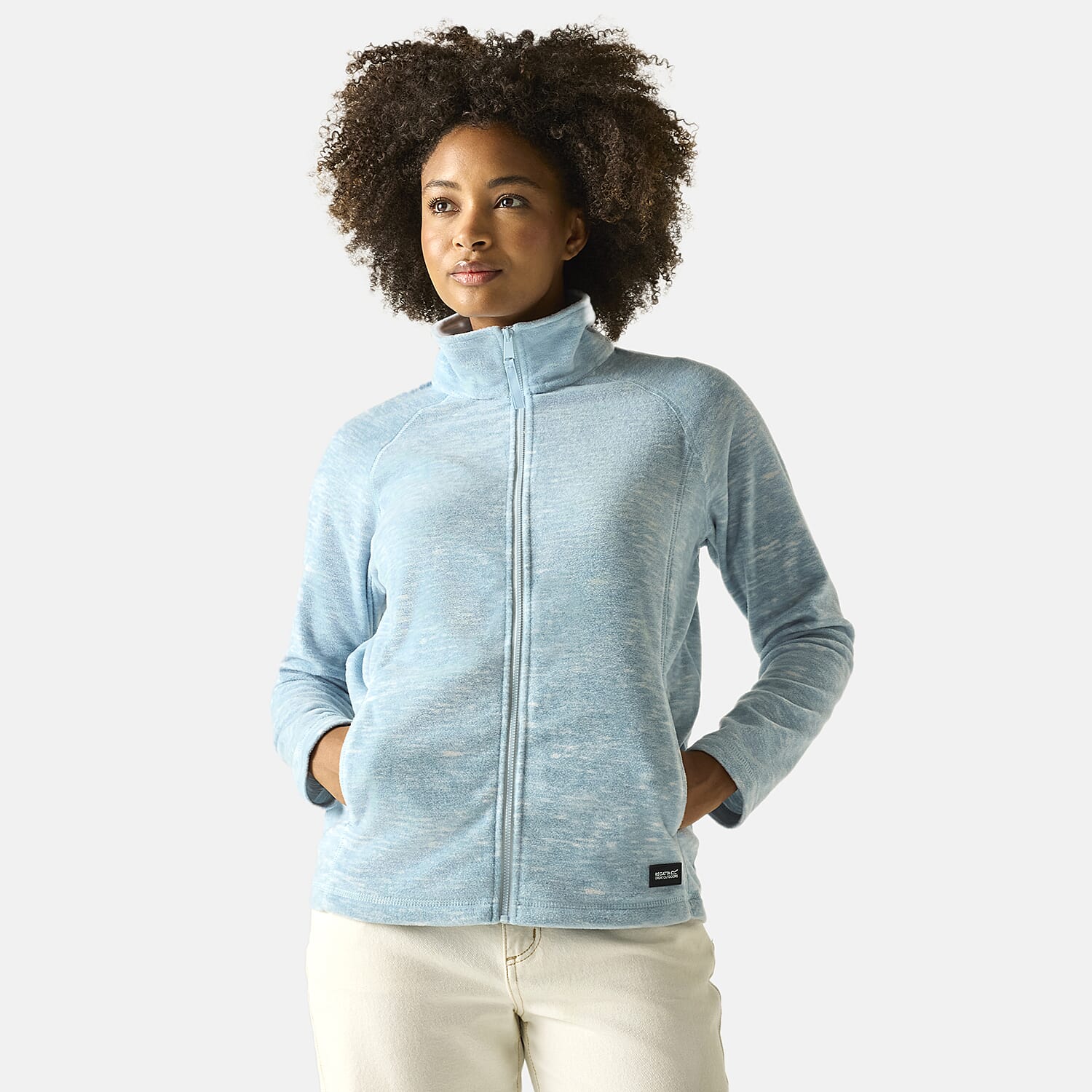 Regatta Womens Marl Knit Full-Zip Fleece (Size 12) - Blue