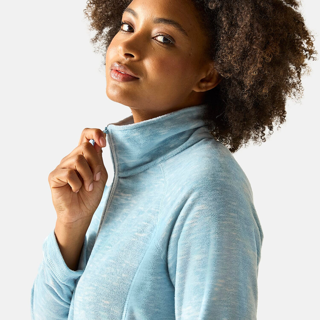 Regatta Womens Marl Knit Full-Zip Fleece (Size 12) - Blue