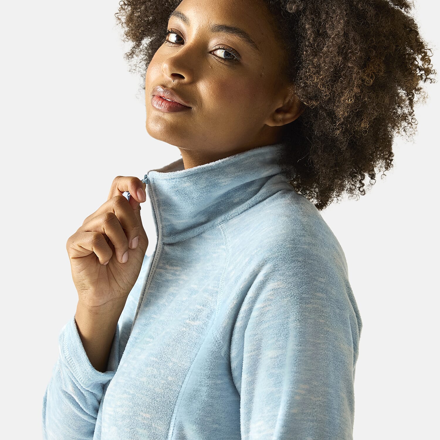 Regatta Womens Marl Knit Full-Zip Fleece (Size 12) - Blue