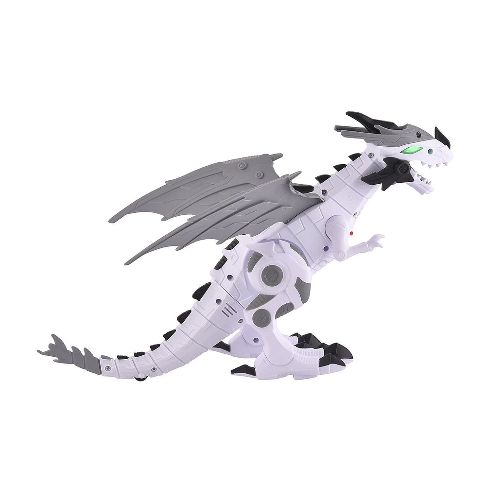 Mechanical Electric Walking Dinosaur with Wings - White - Requires 2AA Batteries (Not Inlcd)