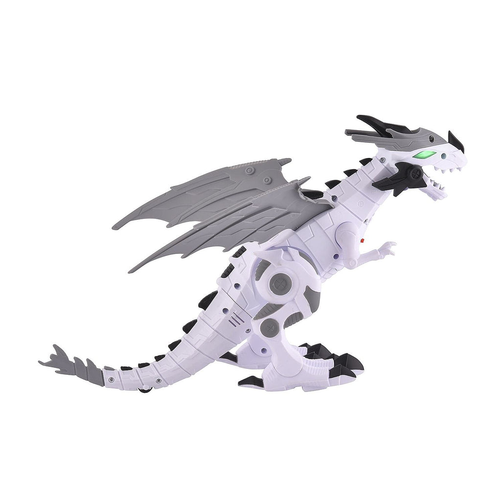 Mechanical Electric Walking Dinosaur with Wings - White - Requires 2AA Batteries (Not Inlcd)