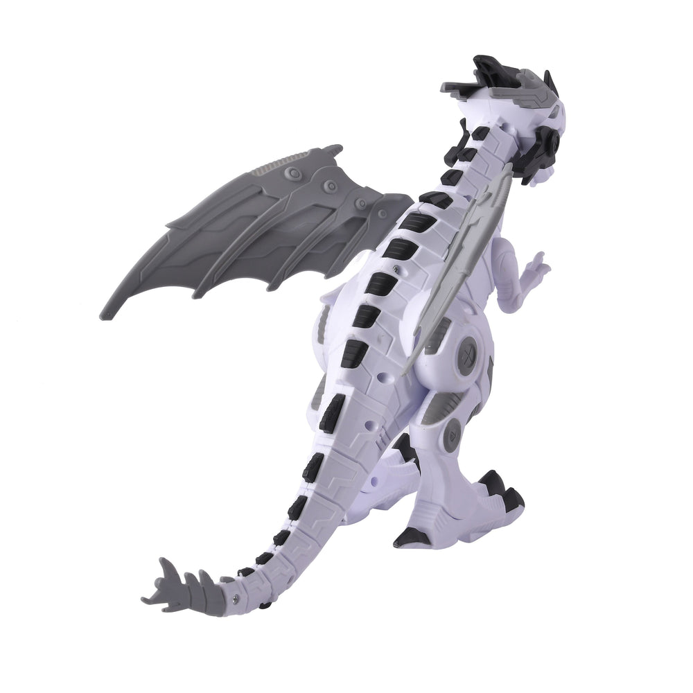 Mechanical Electric Walking Dinosaur with Wings - White - Requires 2AA Batteries (Not Inlcd)