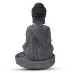 Meditating Buddha Solar Decorative Light - Grey with Gold Lotus Candle Holder