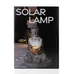 Meditating Buddha Solar Decorative Light - Grey with Gold Lotus Candle Holder