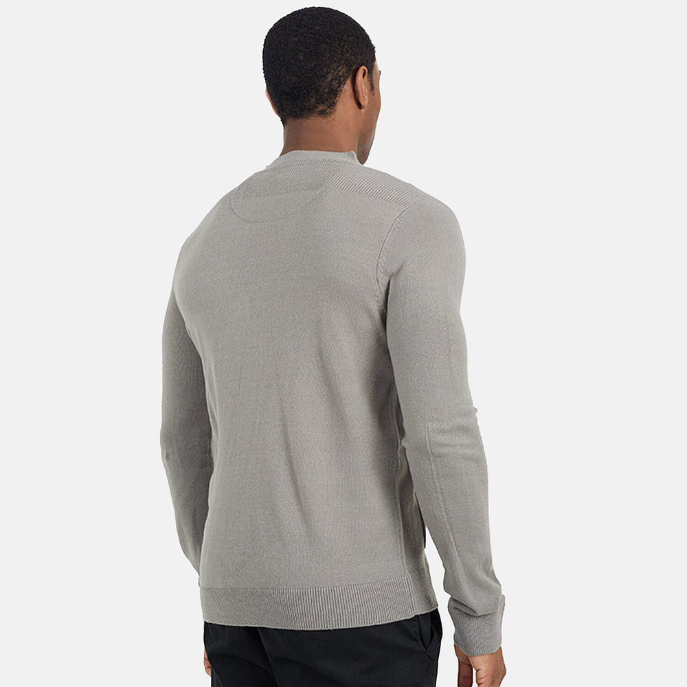 Mens Classic wood Button-Up Y-Neck Cardigan - Solid Grey