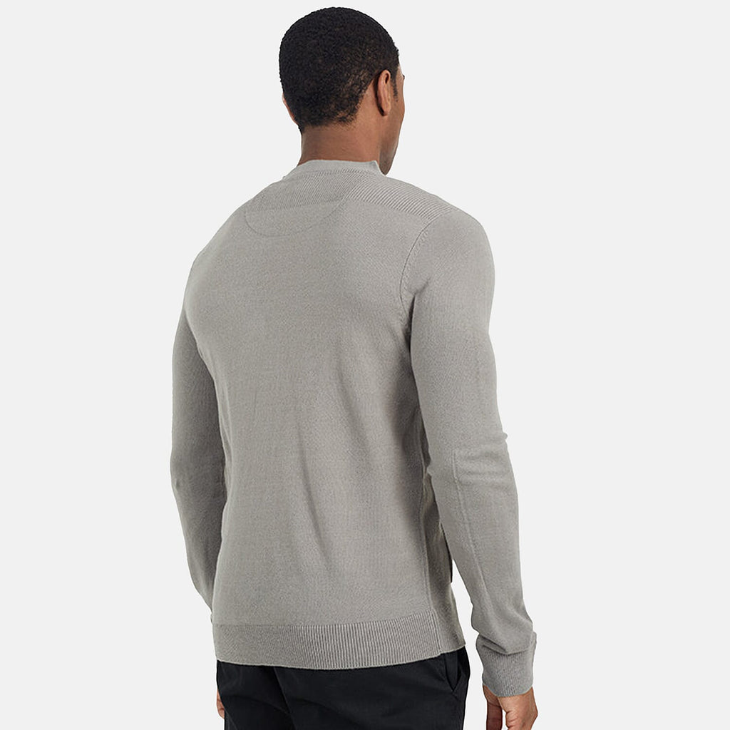 Mens Classic wood Button-Up Y-Neck Cardigan - Solid Grey