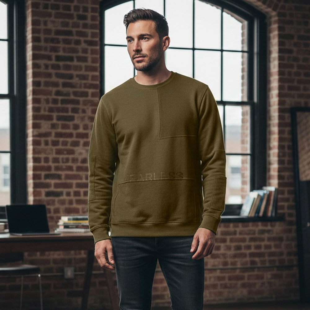 Mens Cotton Knitted Sweatshirt (Size XL) - Olive