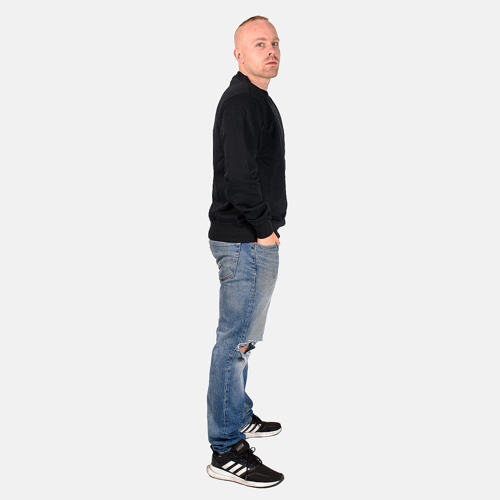 Mens Crew Neck Sweatshirt (Size L) - Black