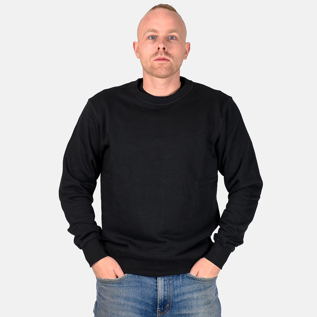 Mens Crew Neck Sweatshirt (Size L) - Black