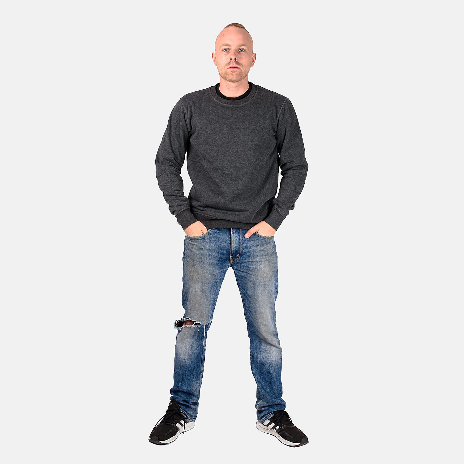 Mens Crew Neck Sweatshirt (Size L) - Charcoal Grey