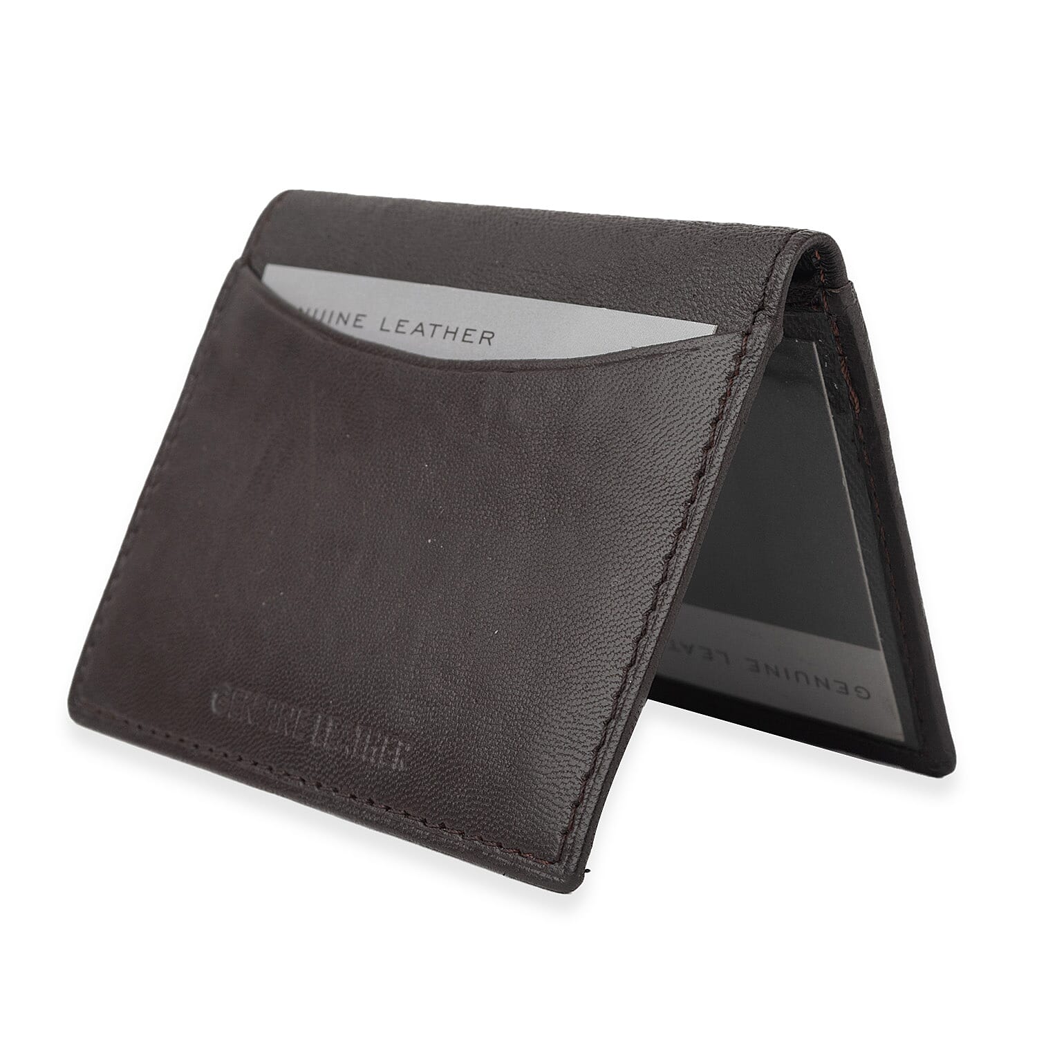 Leather Slim Credit Card Holder - Dark Brown