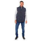 Mens Padded Gilet With Cordroy Binding On Inside Neck - Pockets (Size M) - Navy