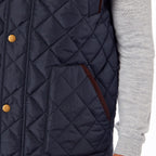 Mens Padded Gilet With Cordroy Binding On Inside Neck - Pockets (Size M) - Navy