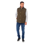 Mens Padded Gilet with Cordroy Binding On Inside Neck - Pockets (Size XXL) - Olive