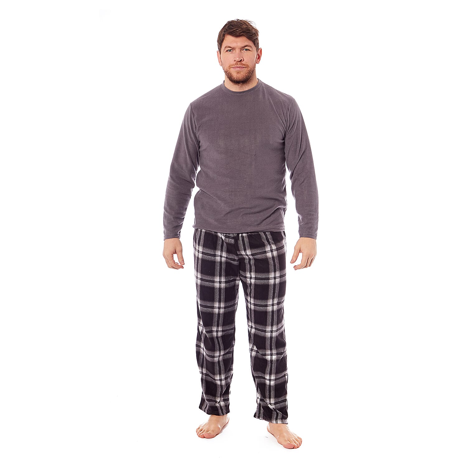 Super Soft Warm Fleece Pyjama Set (Size M) - Charcoal