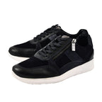SONNY Leather Casual Zip-Up Trainers (Size 5) - Navy