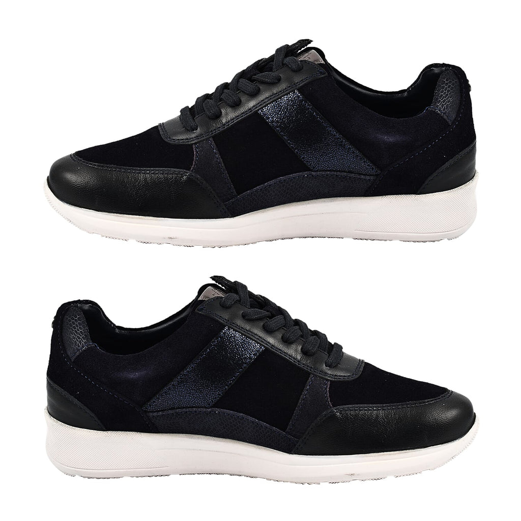 SONNY Leather Casual Zip-Up Trainers (Size 5) - Navy