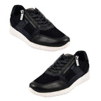 SONNY Leather Casual Zip-Up Trainers (Size 5) - Navy