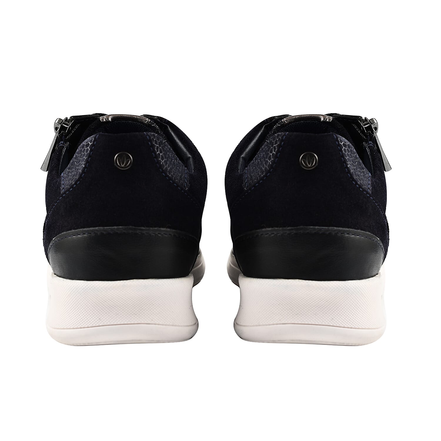 SONNY Leather Casual Zip-Up Trainers (Size 5) - Navy