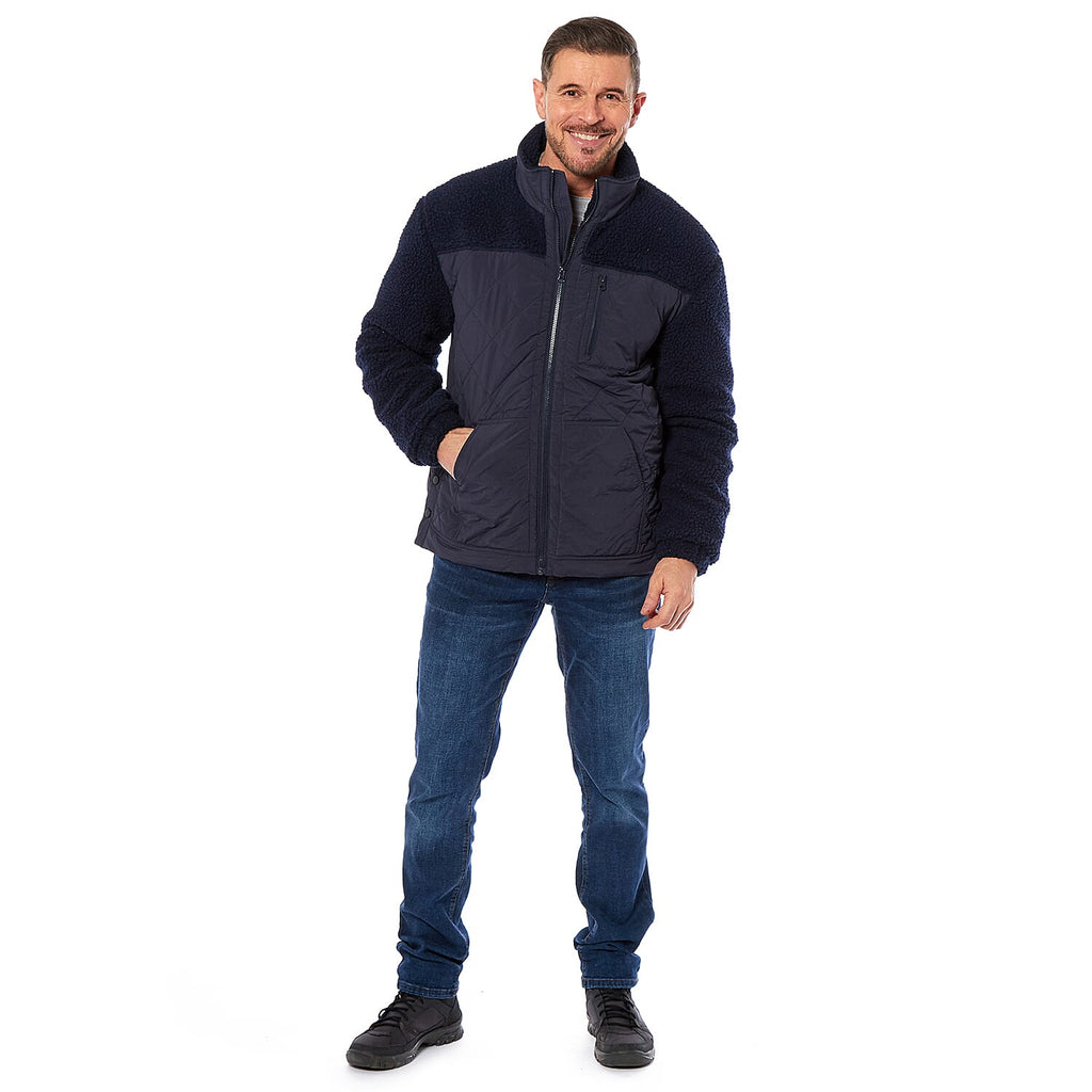 Mens Teddy Fleece Jacket (Size Xxl) - Navy