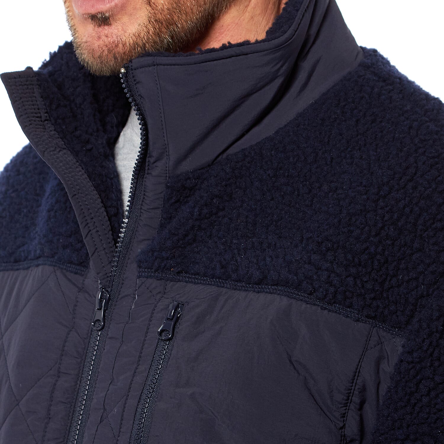 Mens Teddy Fleece Jacket (Size Xxl) - Navy