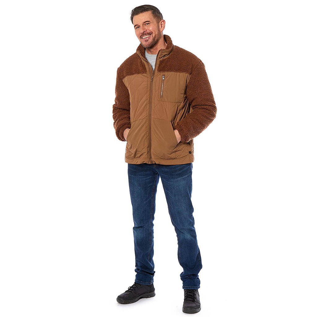 Mens Teddy Fleece Jacket (Size Xxl) - Tan